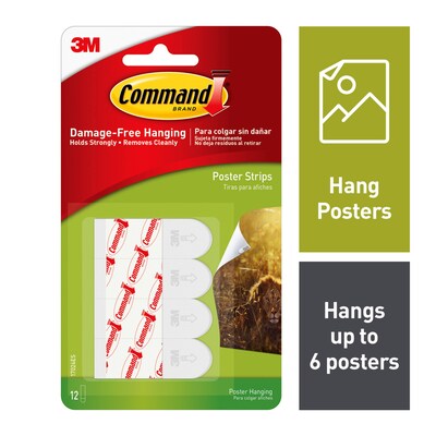 Command Poster Strips Value Pack, White, 12 Strips (17024ES)