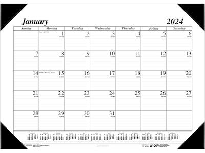 2024 House of Doolittle Economy Compact 18.5 x 13 Monthly Desk Pad Calendar, White/Black (0124-02-24)