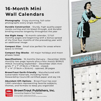 2025 BrownTrout Banksy's Graffiti 7" x 7" Monthly  Wall Calendar (9781975479510)