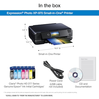 Epson Expression Photo Small-in-One C11CH45201 Color All-in-One Inkjet  Printer, Black (XP-970) | Quill.com