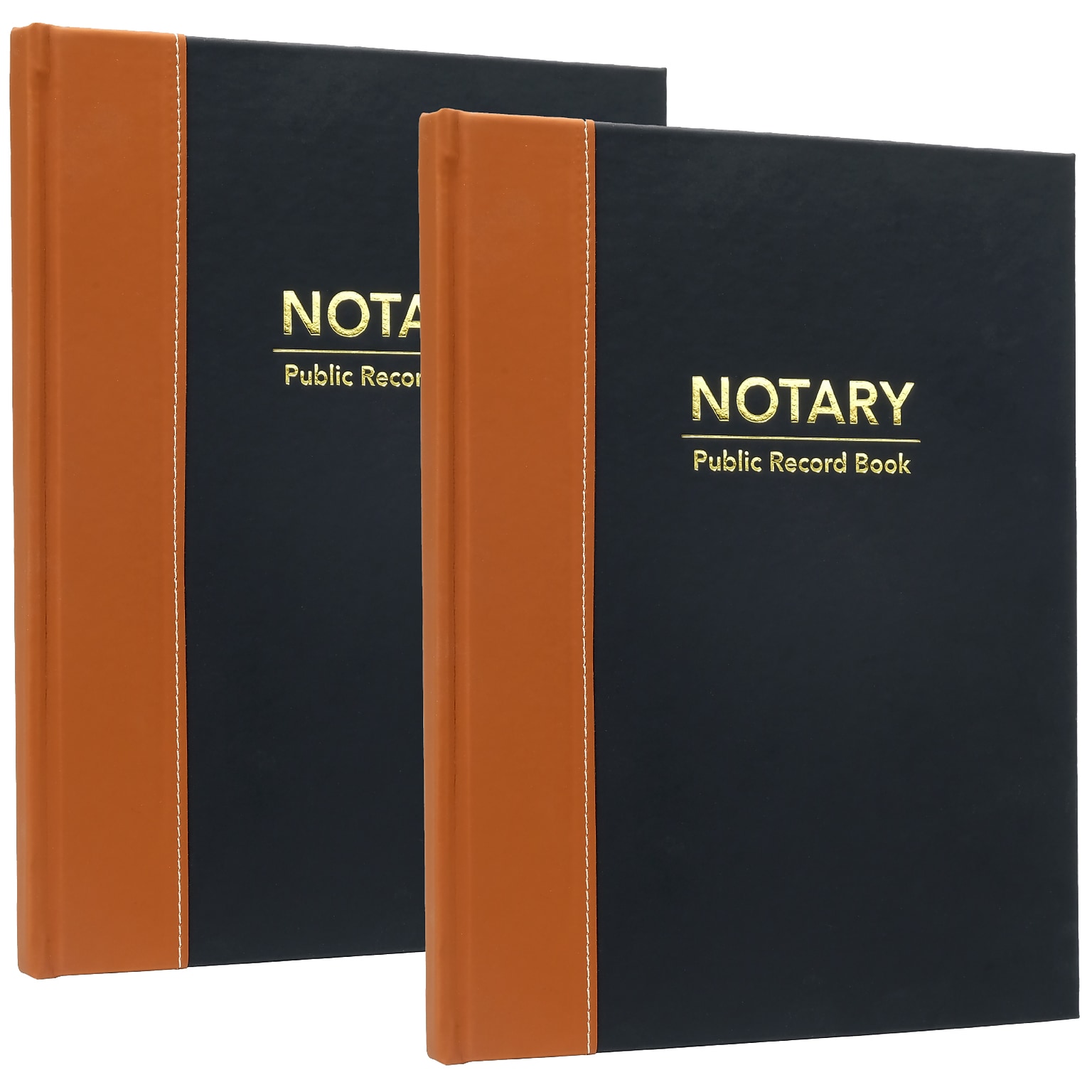 Global Printed Products Notary Public Record Book, 8.5 x 11, Black/Tan, 2/Pack (GPP-0094-A)