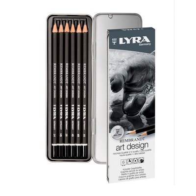 Lyra Rembrandt Art Design Graphite Drawing Pencil Set Tin, Assorted Colors, 6 Pencils/Set, 2 Sets/Bu