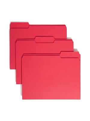 Smead Recycled File Folder, 1/3-Cut Tab, Letter Size, Red, 100/Box (12743)