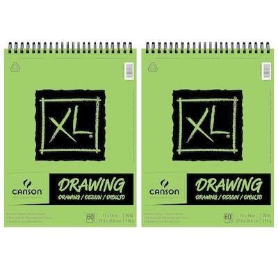 Canson XL Series 11x 14 Wire Bound Drawing Sketch Pad, 60 Sheets/Pad, 2/Bundle (MCXC100510937-2)