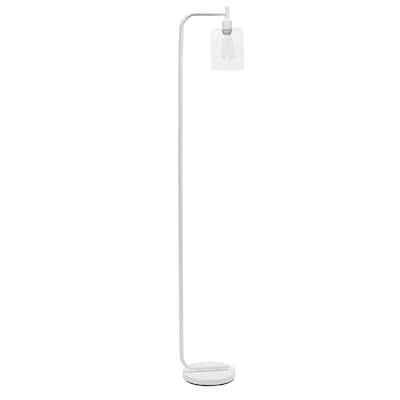 Simple Designs Modern Iron Lantern Floor Lamp with Glass Shade, White (LF2009-WHT)