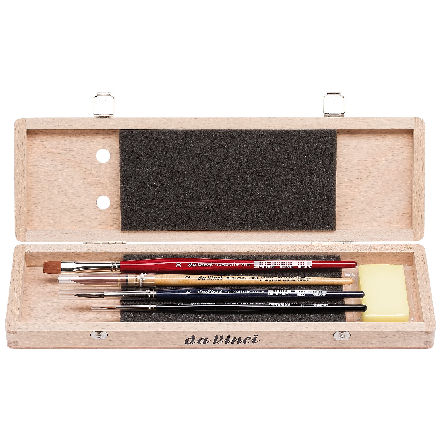 da Vinci Watercolor Brush Set, Watercolor, Assorted, 4 Brush Set in Wooden Box with Soap (DVXVA52790)