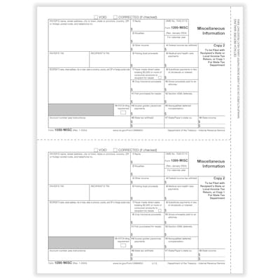 ComplyRight 2024 1099-MISC Tax Form, 1-Part, 2-Up, Payer Copy C, 50/Pack (511250)