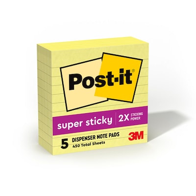 Post-it Super Sticky Pop-up Notes, 4 x 4, Canary Collection, Lined, 90 Sheet/Pad, 6 Pads/Pack (R44