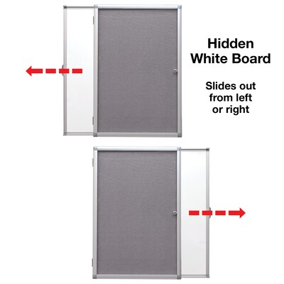 Enclosed Bulletin Board with Sliding Whiteboard, 36" x 24", Aluminum Frame (EGP-HD-0527)