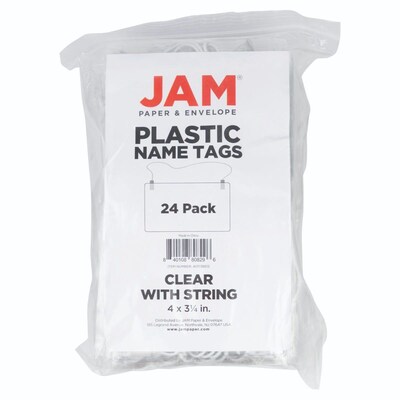 JAM PAPER Plastic Name Tags, 4" x 3 1/2", Clear, 24/Pack (401138612)