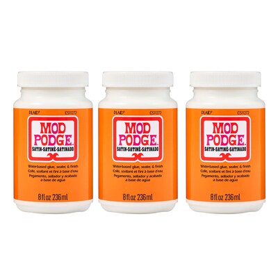 Mod Podge Decoupage Glue, Satin, 8oz, 3/Pack (MODCS11272-3)