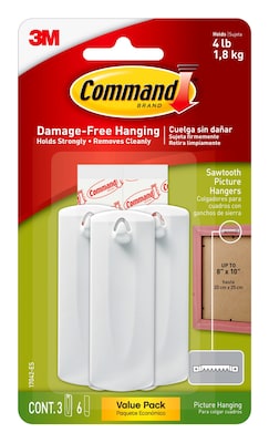 Command Sawtooth  Hanger, 5 lb., White, 3/Pack (17042-ES)