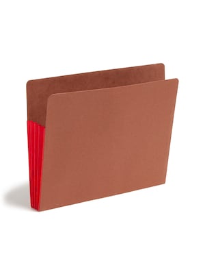 Smead Recycled Reinforced File Pocket, 3" Expansion, Letter Size, Red/Redrope, 10/Box (73686)