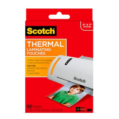 Scotch® Thermal Laminating Pouches, Photo, 5 Mil, 100/Pack (TP5903-100)