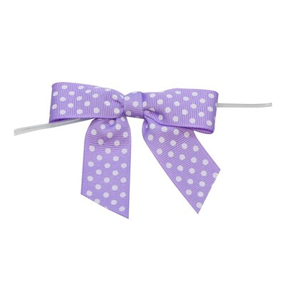 JAM Paper Grosgrain Bows, Orchid with White Polka Dots, 100/Pack (52640349350)