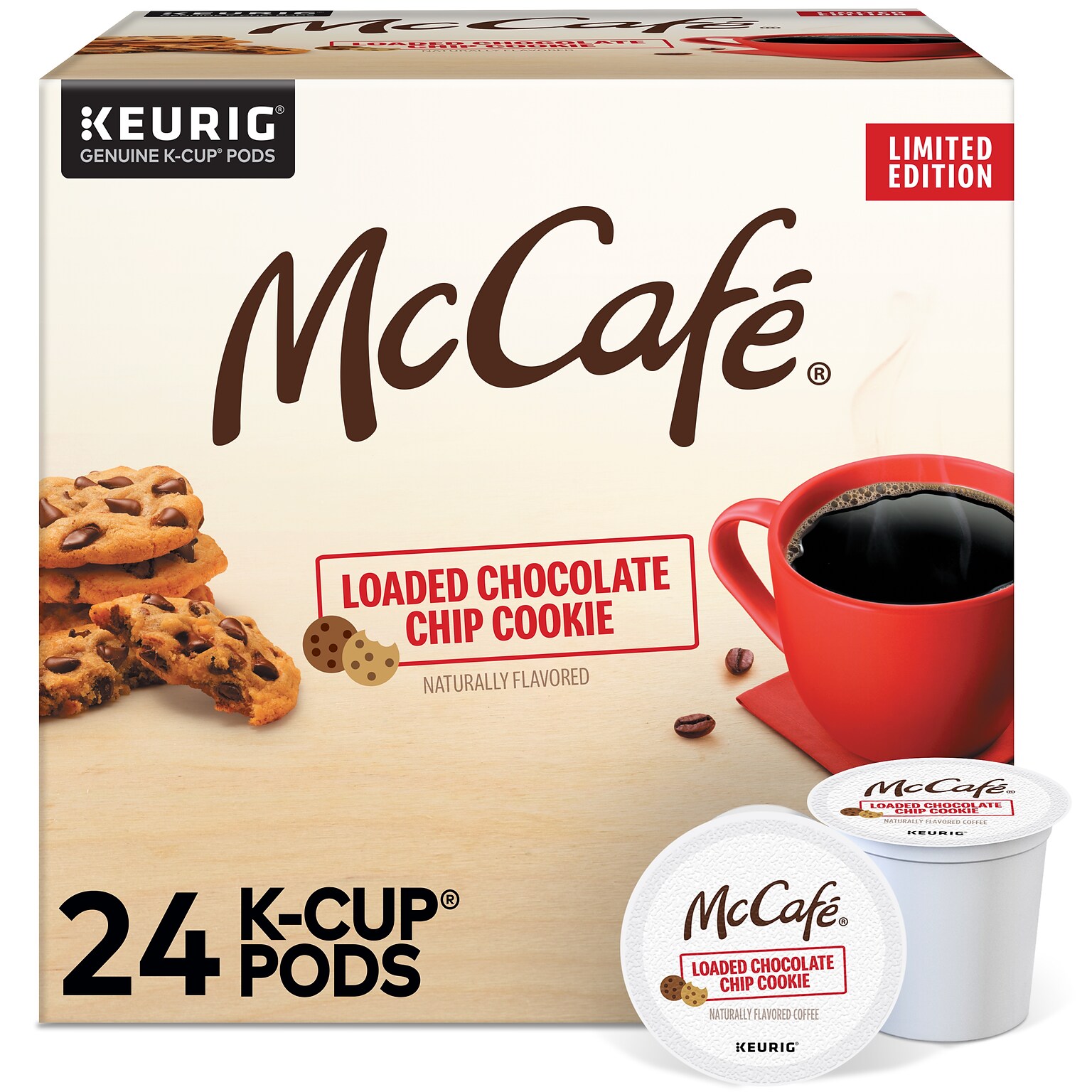 McCafe Loaded Chocolate Chip Cookie Coffee Keurig® K-Cup® Pods, 24/Box (5000380447)