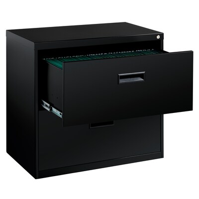 Space Solutions 2-Drawer Lateral File Cabinet, Letter-Width, Black, 30 Wide (19296)