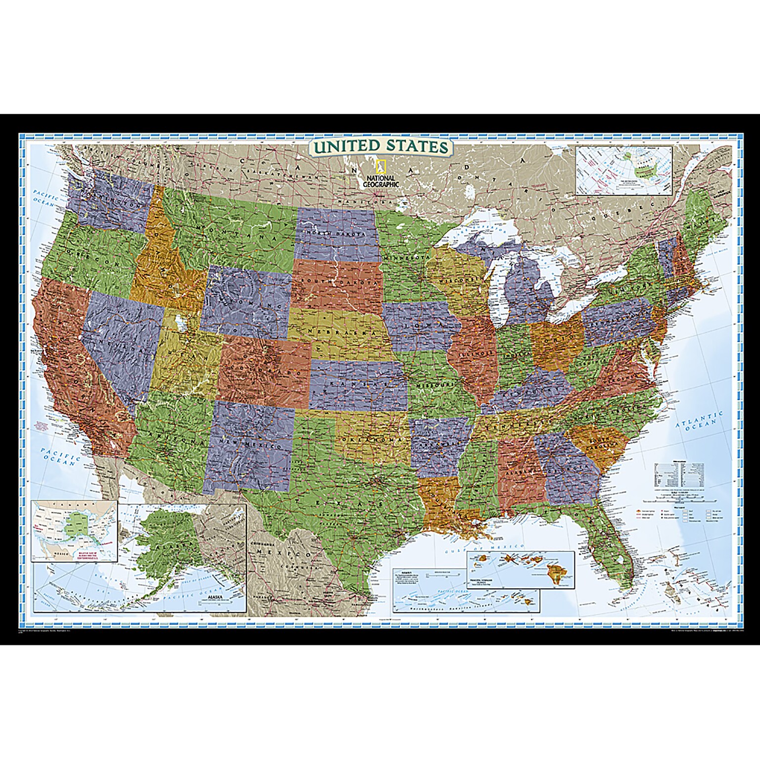 National Geographic United States Decorator Map, Laminated, 43.5 x 30.5 (NGMRE00622083)