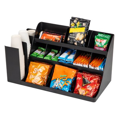 Mind Reader 14 Compartment Plastic Cup and Condiments Countertop Organizer, Black (COMORG2-BLK)