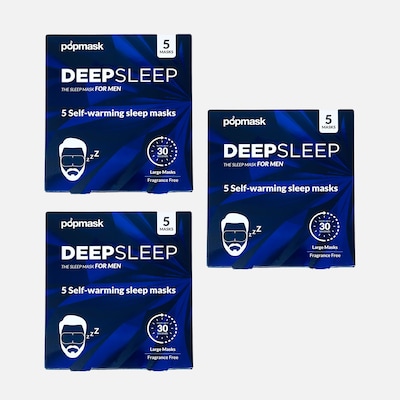 Popmask London Deep Sleep Self Heating Eye Mask 15 Masks, 3 Boxes/5 Pack (15DEE)