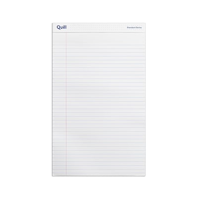Quill Brand® Standard Series Legal Pad, 8-1/2 x 14, Wide Ruled, White, 50 Sheets/Pad, 12 Pads/Pack