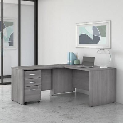 Bush Business Furniture Studio C 60"W L Shaped Desk with Mobile File Cabinet and Return, Platinum Gray (STC008PGSU)