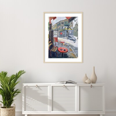 Amanti Art Brea Tobacco Shop Paris by Anne Durham Wood Framed Wall Art Print, 32" x 41" (A42677451197)