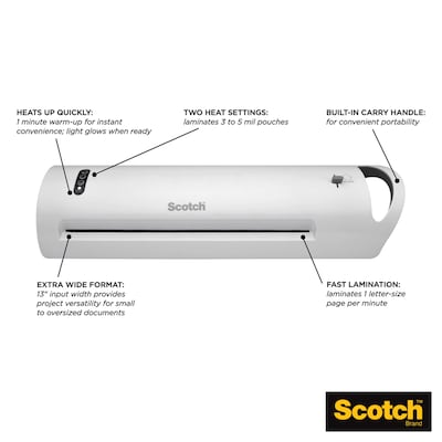 Scotch Thermal Laminator with 20 Letter Size Pouches, 13 Width (TL1302XVP)