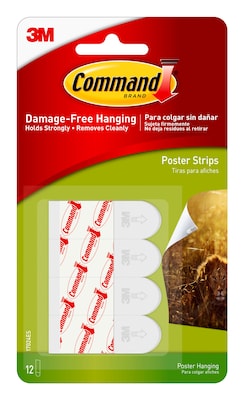 Command Poster Strips Value Pack, White, 12 Strips (17024ES)