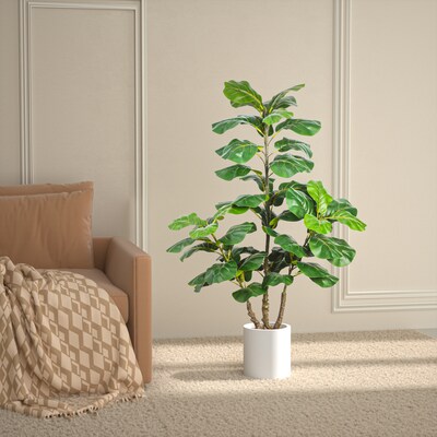 Forever Leaf 48" Artificial Fiddle Leaf Fig Tree with White Pot (FEV-FIWH48)