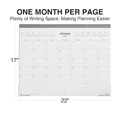 2025 Staples 22" x 17" Desk Pad Calendar, Gray (ST59701-25)