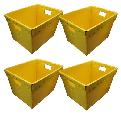 Flipside 44 Qt. Storage Tote, Yellow, 4/Pack (40142)