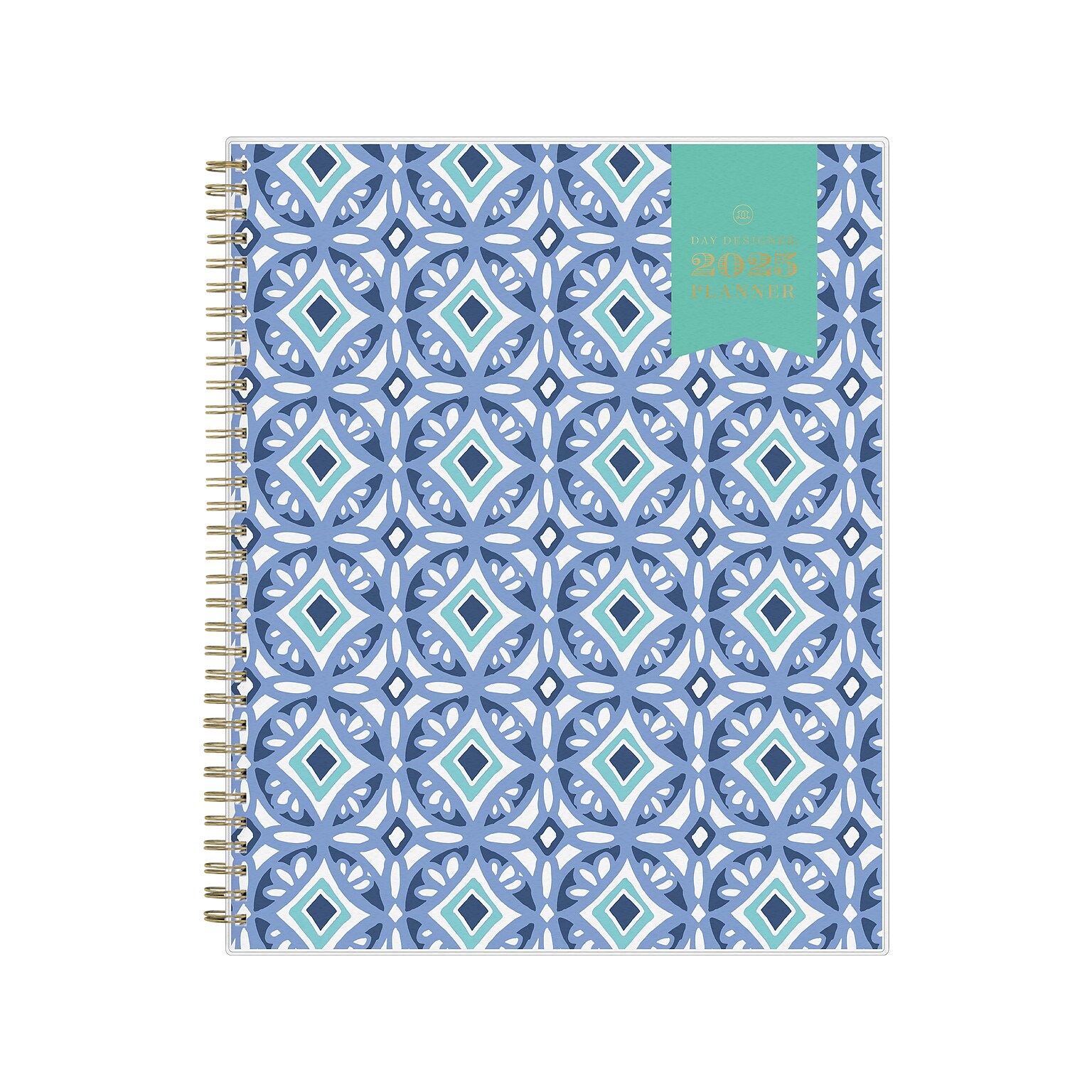 2025 Blue Sky Day Designer Tile 8.5 x 11 Weekly & Monthly Planner, Plastic Cover, Blue/White (101411-25)