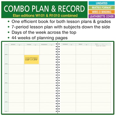 ELAN Undated Combination Plan and Record Book, 8.5" x 11", 30/Pack (PR7-10-CP)