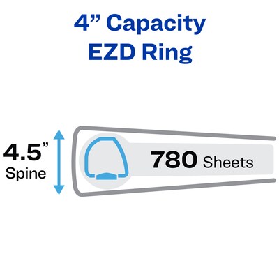 Avery Heavy Duty 4" 3-Ring Non-View Binders, One Touch EZD Ring, Black (79984)