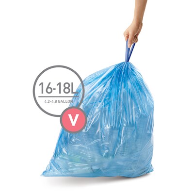 simplehuman Code R Custom Fit Drawstring Trash Bags in Dispenser Packs, 60  Count, 10 Liter / 2.6 Gallon, White