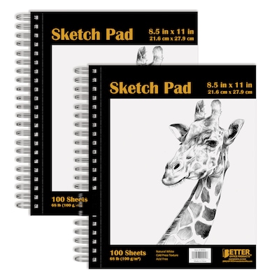 Better Office Products Sketch Paper Pads,  8.5" x 11", Premium Paper, 100 Sheets Per Pad (01303-2PK)