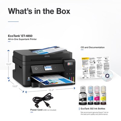 Epson EcoTank ET-4850 Wireless Color All-In-One Inkjet Printer, Black (C11CJ60201)