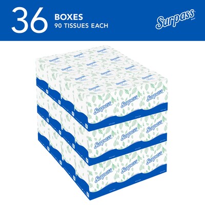 Surpass Cube Facial Tissue, 2-ply, White, 90 Sheets/Box, 36 Boxes/Carton (21320)