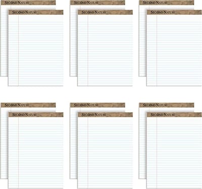 TOPS Second Nature Notepads, 8.5 x 11.75, Legal-Ruled, White, 50 Sheets/Pad, 12 Pads/Pack (74880)