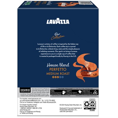 Lavazza House Blend Perfetto Coffee Keurig® K-Cup® Pods, Medium Roast, 88/Carton (5000382580CT)