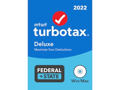 TurboTax Deluxe 2022 Federal + State for 1 User, Windows/Mac, CD/DVD or Download (5101368)