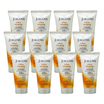 Jergens Ultra Healing Lotion for Extra Dry Skin, 2 oz Travel Size Bottle, 12 Bottles/Bag, 12 Bags/Ca