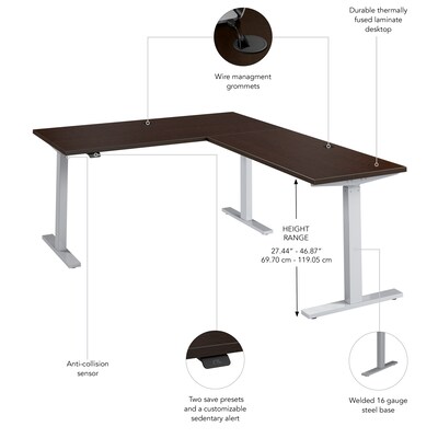 Bush Business Furniture Move 60 Series 60"W L Shaped Adjustable Standing Desk, Mocha Cherry (M6SL6078MRSK)