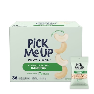 Pick Me Up Provisions™ Roasted & Salted Cashews, 1.5 oz., 36 Bags/Box (PM62981)