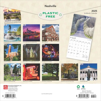 2025 BrownTrout Nashville 12" x 12" Monthly Square Wall Calendar (9781975476427)