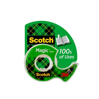 Scotch Magic Invisible Clear Tape with Dispenser, 0.75" x 8.33 yds., 1" Core (105)