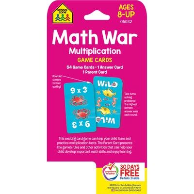 School Zone Math War Multiplication Card Game, 6 Sets/Bundle (SZP05032-6)