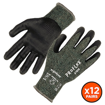 Ergodyne ProFlex 7070 Nitrile Coated Cut-Resistant Gloves, ANSI A7, Heat Resistant, Green, Small, 12