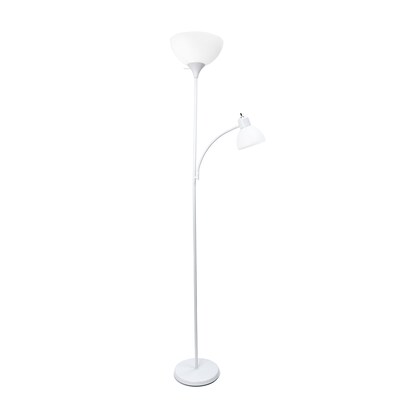 Creekwood Home Essentix 71.5" Tall Traditional 2-Light Metal Floor Lamp, Torchiere, Feit LED Bulbs, White (CWF-3000-WH-LB)